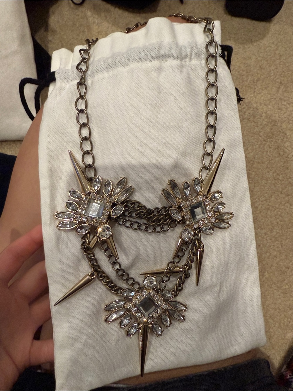BaubleBar Gold-Tone Spike & Crystal Layered Necklace